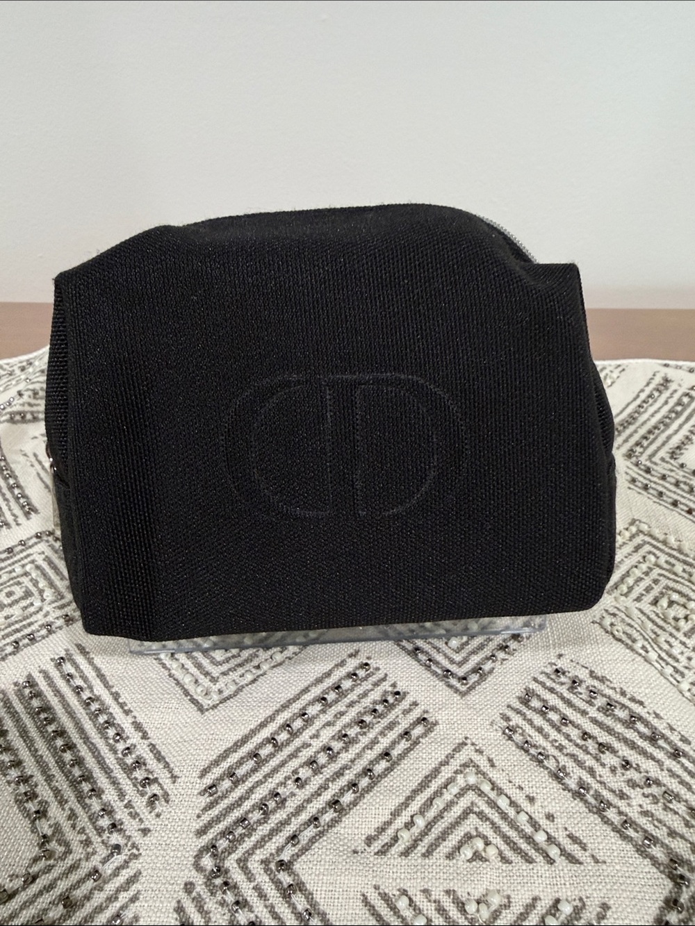 Dior Beauty Black Canvas with Embossed CD Logo Cosmetics Pouch